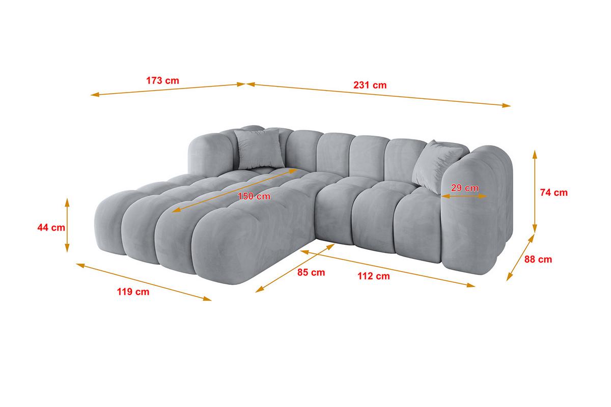 ECKSOFA Ottomane Links OLEA-L1 - 231x173x74 cm Titanfarben - Titanfarben/Schwarz, Holzwerkstoff/Kunststoff (231/173cm) - ALTDECOR