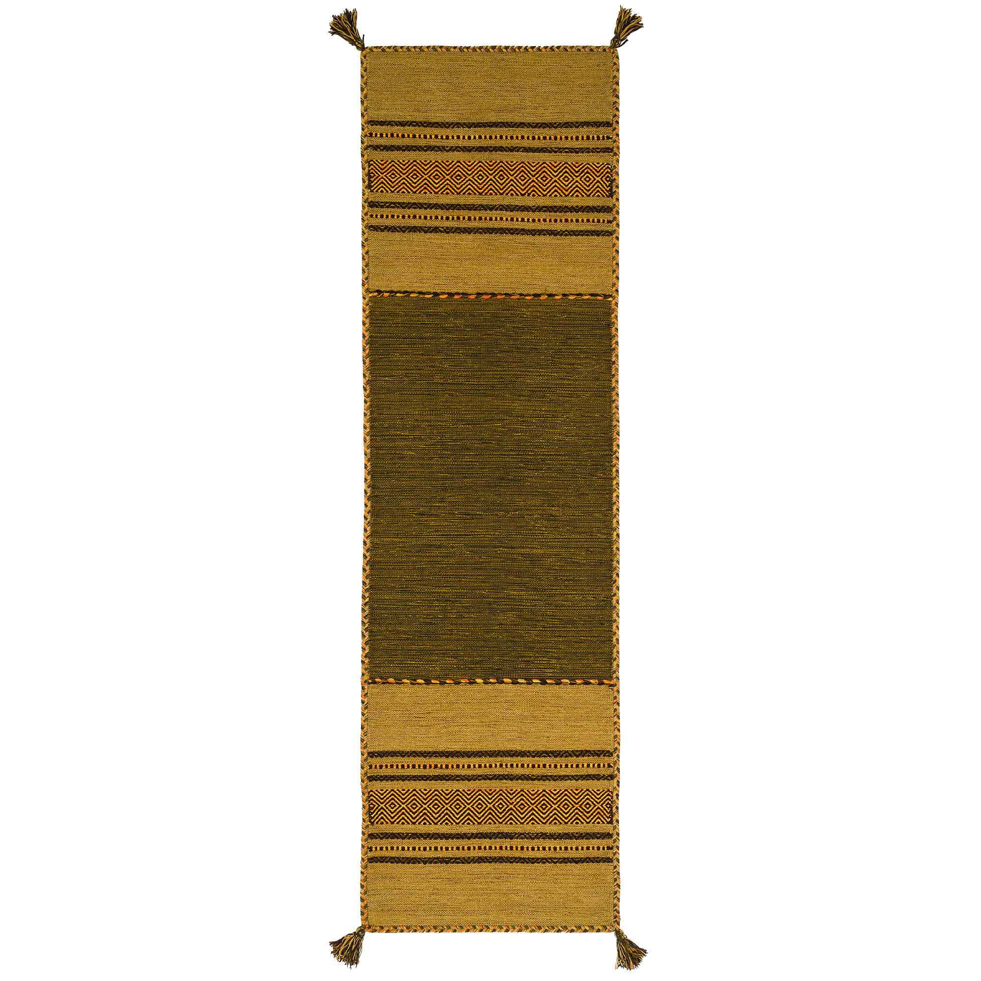 LÄUFER NATUR TEPPICH KELIM NAVARRO - Grün, Textil (70/250cm) - Pergamon