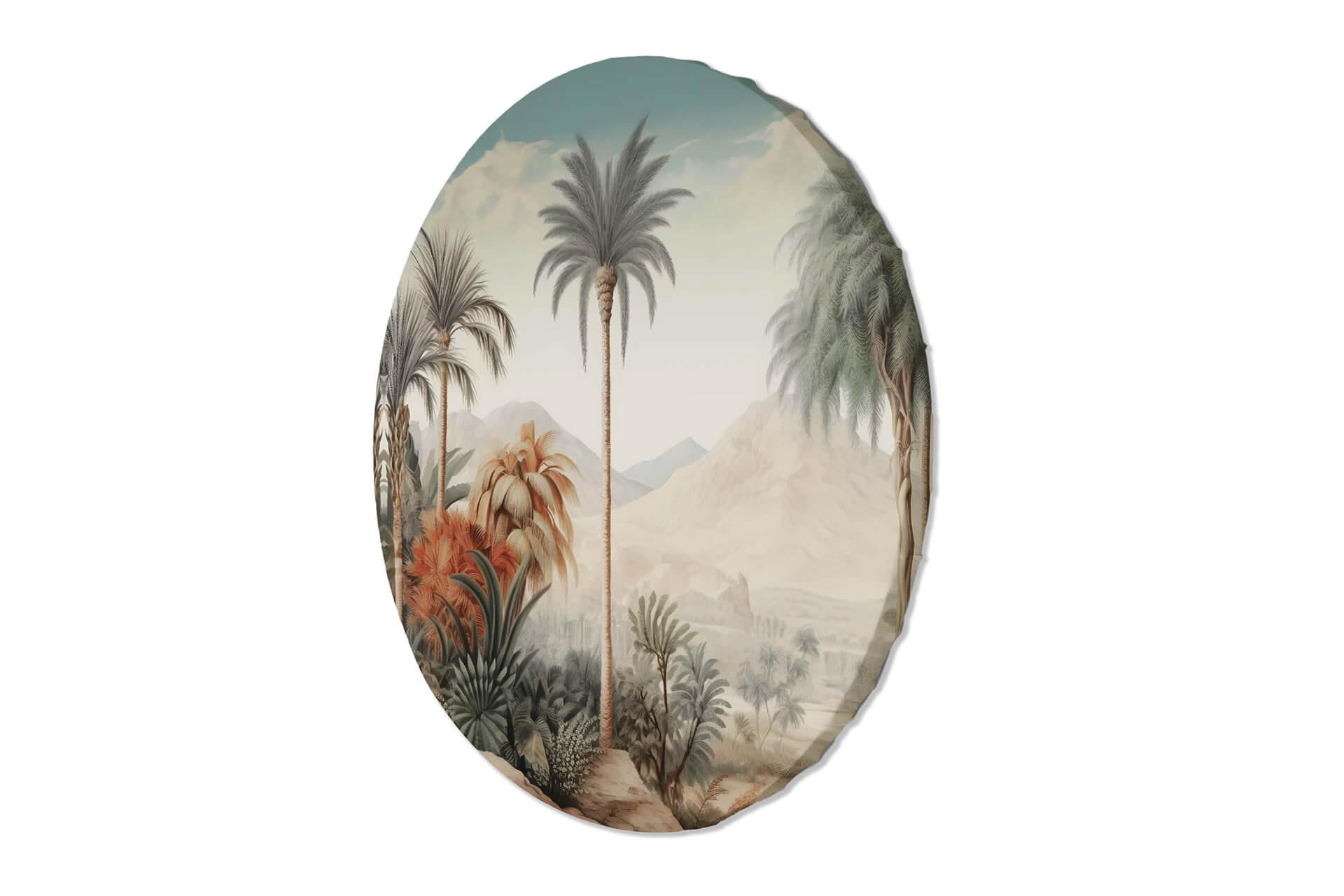 RUNDES BILD Grün 60/60 cm - Beige/Grün, Textil (60/60cm) - KUNSTLOFT