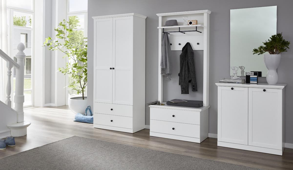 KOMMODE weiß 81 x 88 cm, SCHUHSCHRANK im Landhaus-Stil - Silberfarben/Weiß, Holzwerkstoff/Metall (81/88/41cm) - Top.Furn