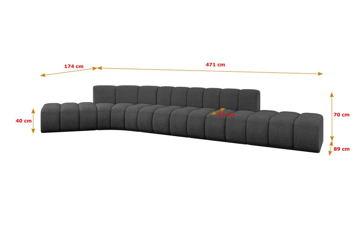 ECKSOFA modulares Sofa Solven-L2 - 471x174x70 cm Grau - Grau, Holzwerkstoff/Textil (471/174cm) - ALTDECOR