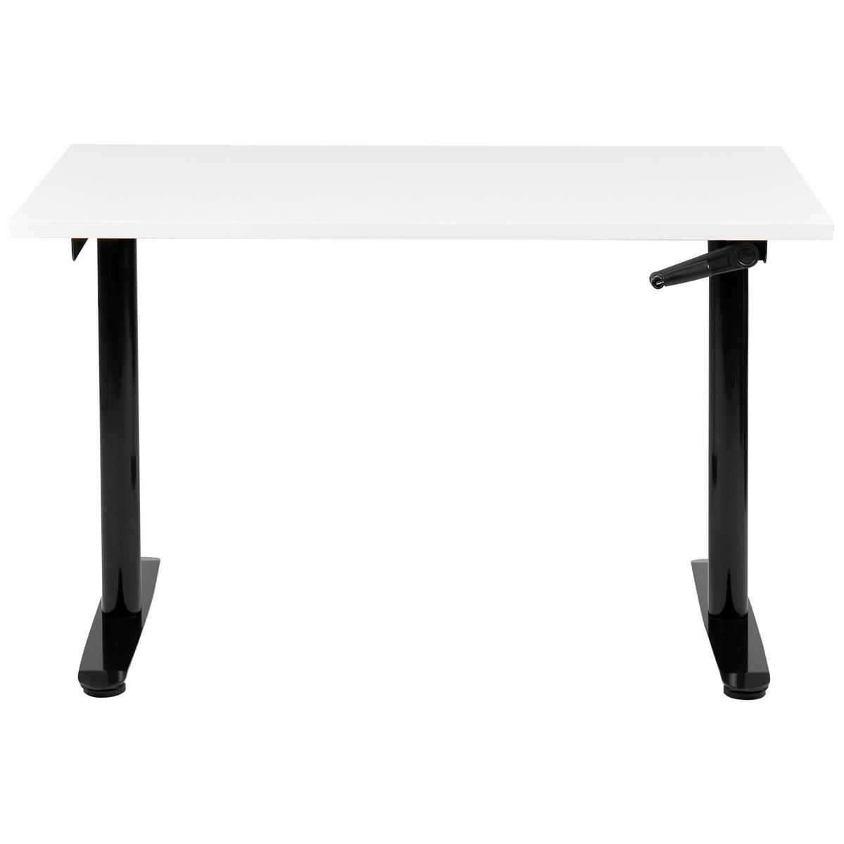 SCHREIBTISCH weißschwarz 120/72 cm manuell höhenverstellbar Destin IV - Schwarz/Weiß, Holz (120/72/74cm) - Beliani