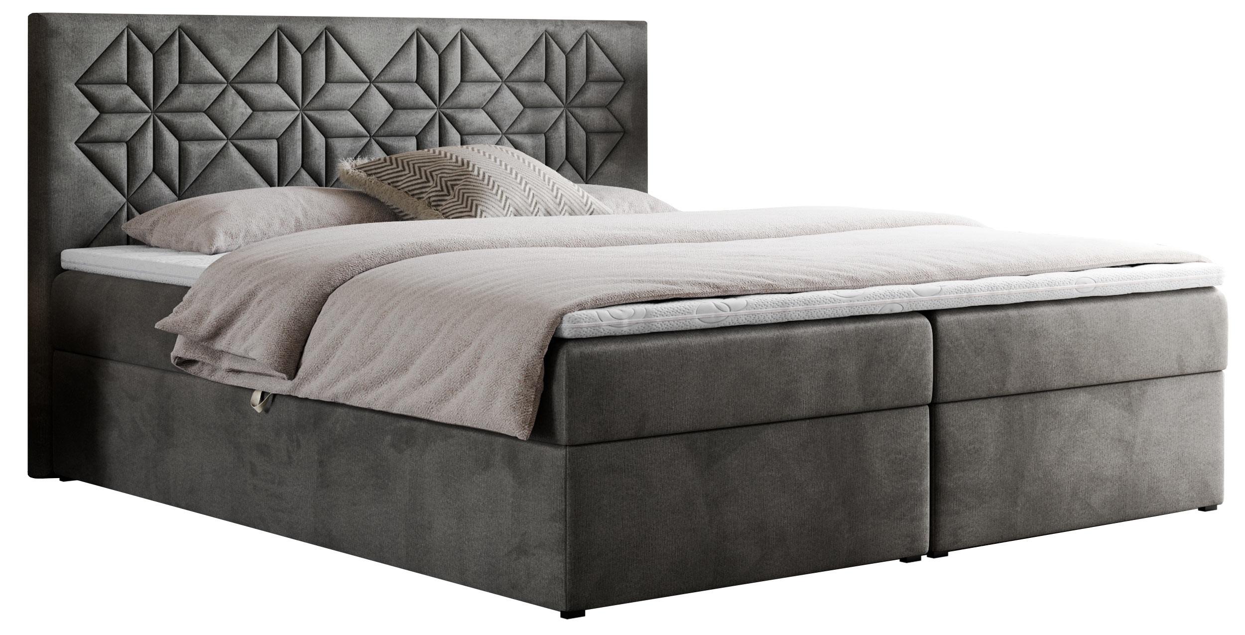 BOXBETT LEILA 120/200 Dunkelgrau Velvet - H3 - Dunkelgrau, Holz/Textil (120/200cm) - MKS