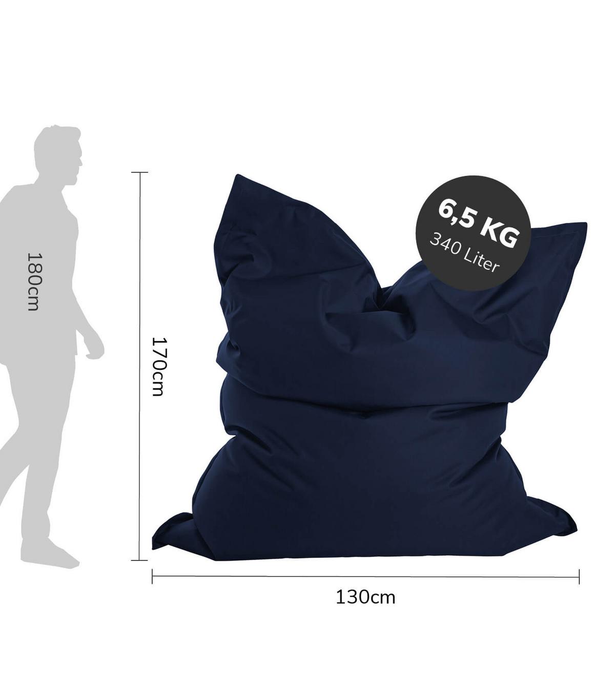 OUTDOOR SITZSACK mit Schutzhülle Der Große - Dunkelblau, Textil (130/170/20cm) - Mokebo