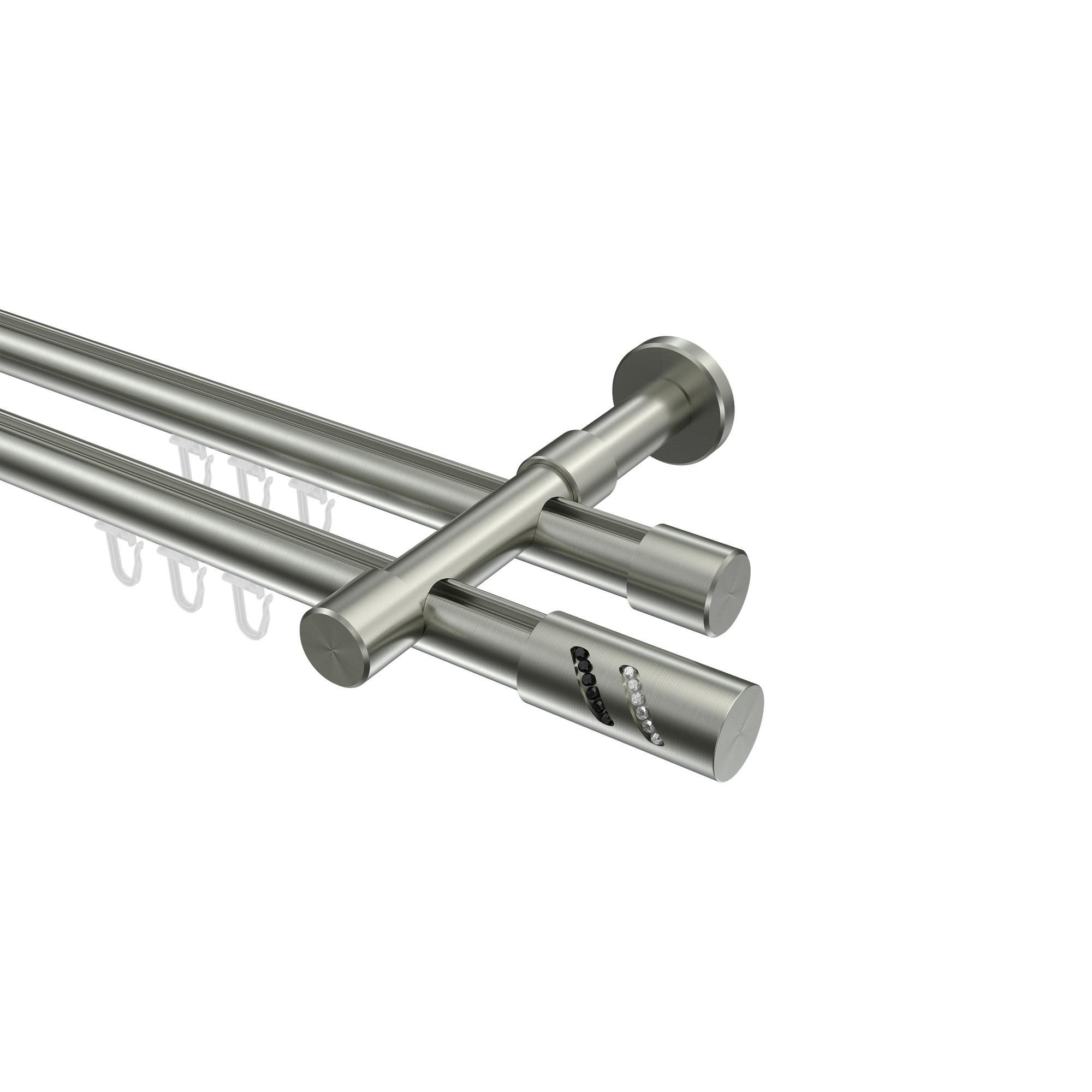 GARDINENSTANGE INNENLAUF Prestige Zoena 280 cm (geteilt in 2 x 140 cm), 2-läufig, 20 mm Ø Edelstahl-Optik - Edelstahlfarben, Metall (280cm) - INTERDECO