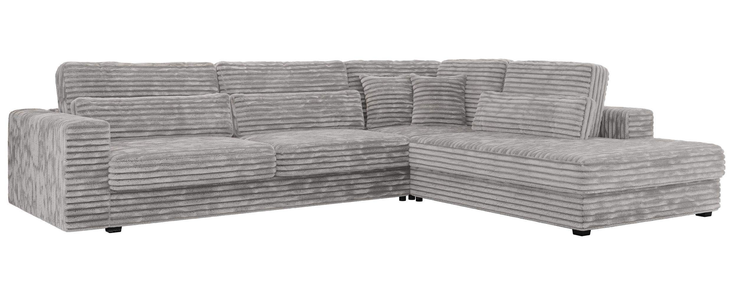 ECKSOFA Savona Hellgrau breiter Cord - rechts - Hellgrau/Schwarz, Kunststoff/Textil (249/316cm) - MKS