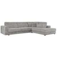 ECKSOFA Savona Hellgrau breiter Cord - rechts - Hellgrau/Schwarz, Kunststoff/Textil (249/316cm) - MKS