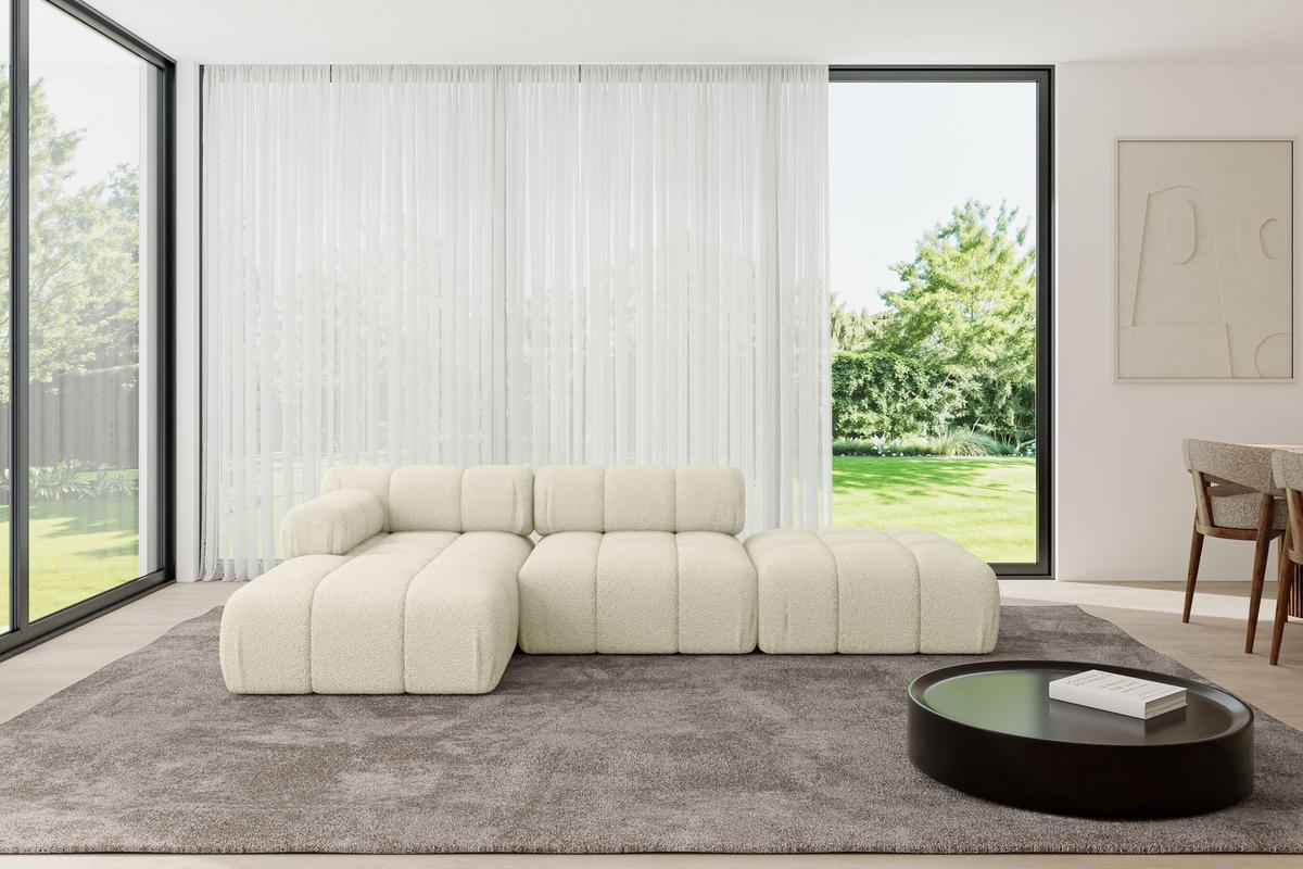 ECKSOFA modulares Sofa Lizur-L1 - 285x160x70 cm Beige Bouclé - Beige, Holzwerkstoff/Textil (285/160cm) - ALTDECOR