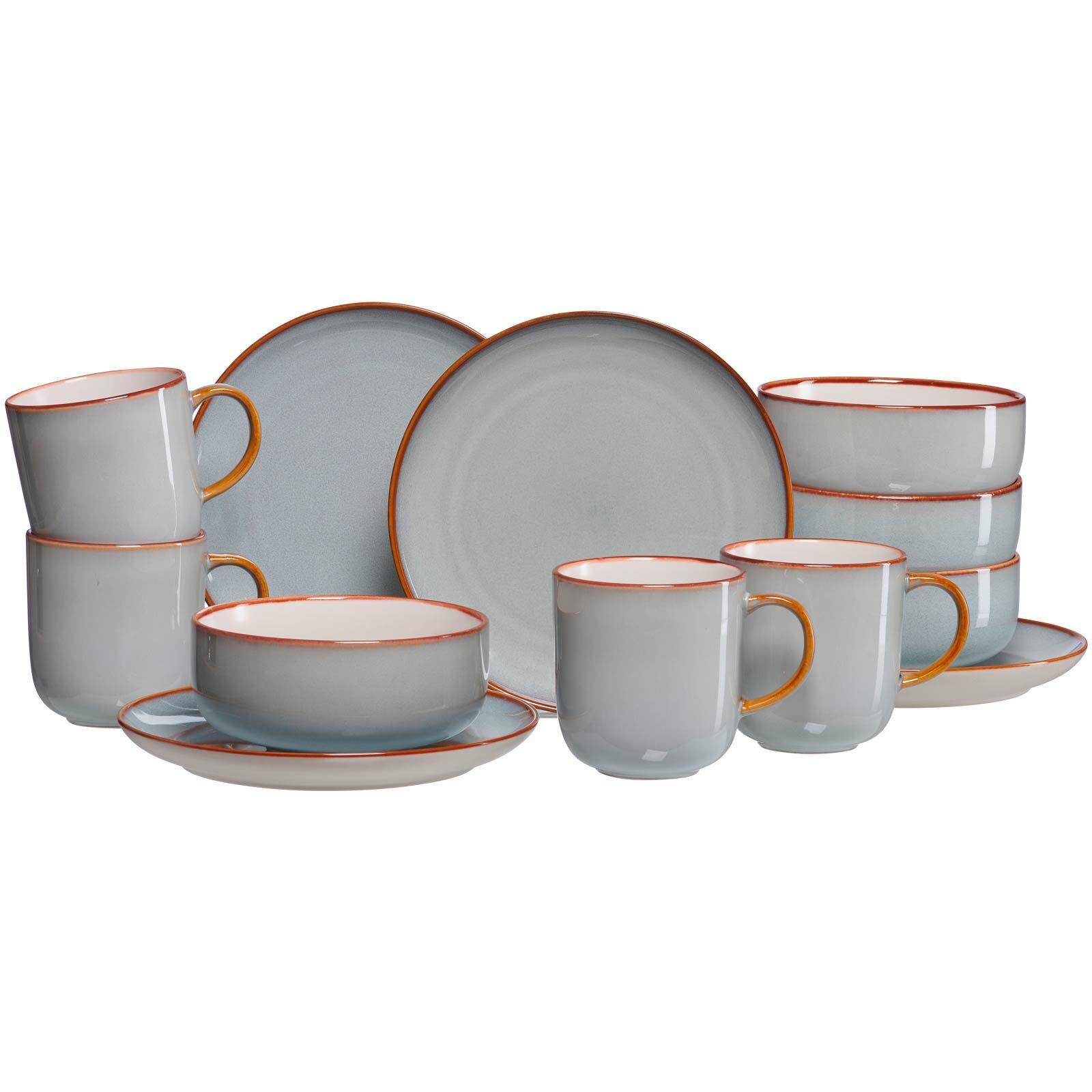 FRÜHSTÜCKS-SET Portofino grau 12-tlg. - Grau, Keramik (2/2/2cm) - Ritzenhoff Breker