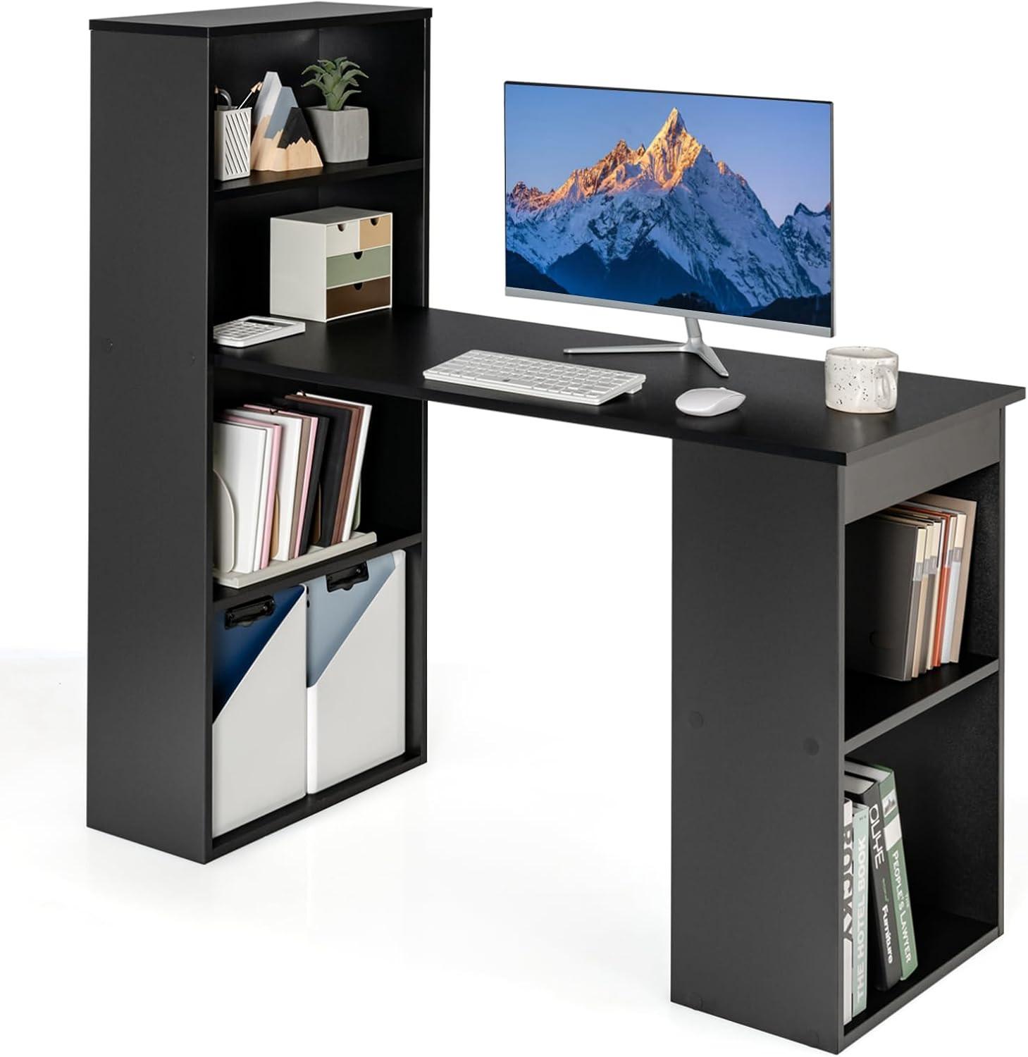 SCHREIBTISCH 120cm Schwarz - Schwarz, Holz (52/122/120cm) - COSTWAY