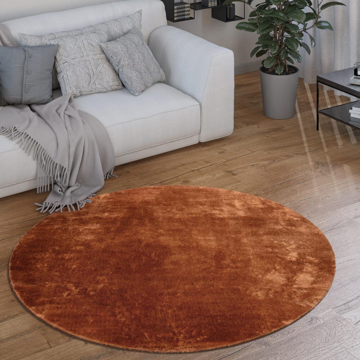 KURZFLORTEPPICH, einfarbig, Kupfer, Ø 80 cm - Kupferfarben, Textil (80/80cm) - KADIMA DESIGN