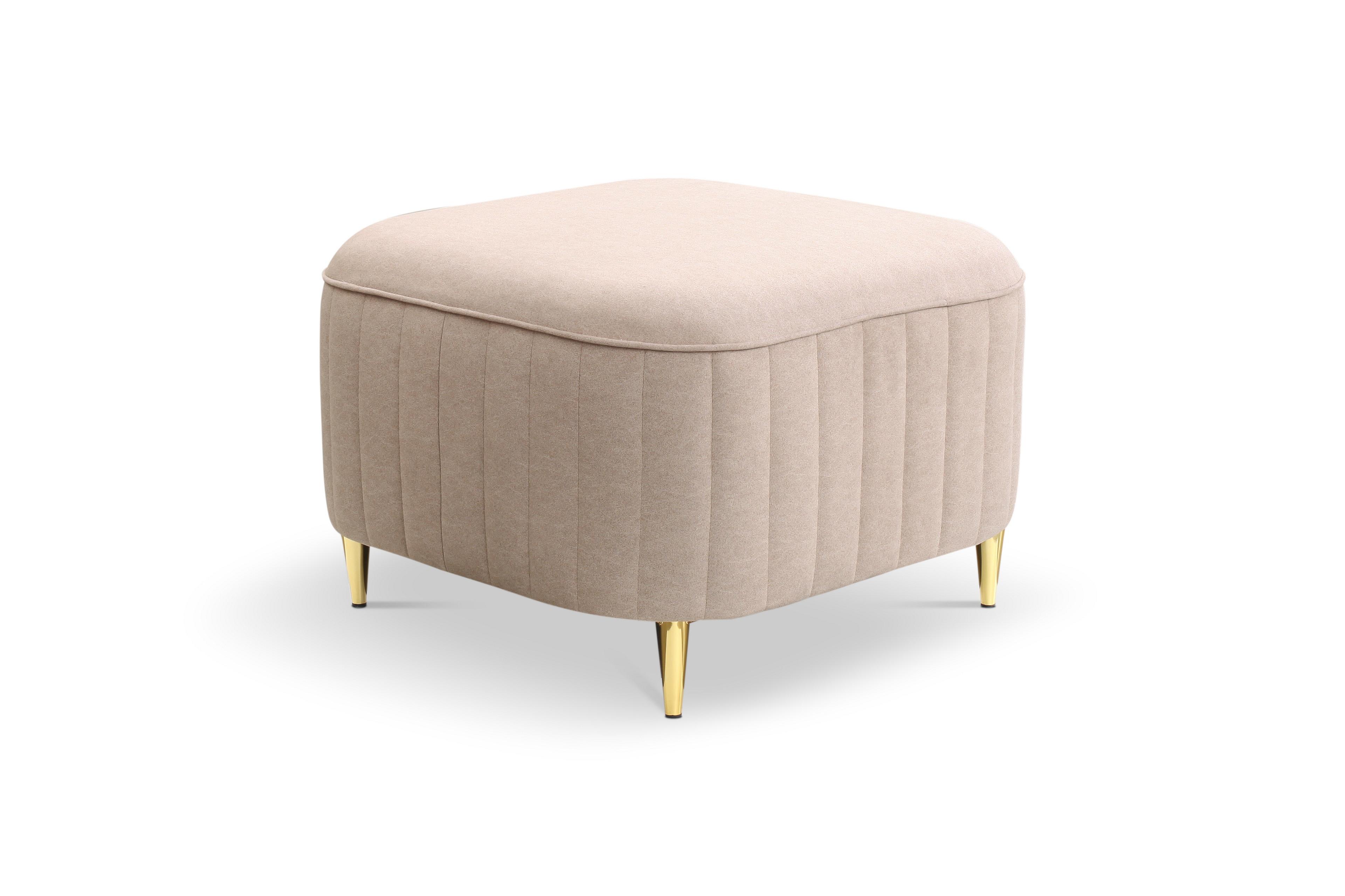 POLSTERHOCKER VELA Glamour Sitzhocker, Fußhocker Beige - Beige, Holzwerkstoff/Metall (60/41/60cm) - MASSENO