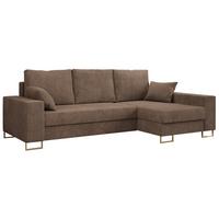 ECKSOFA Dorian Cord Hellbraun - Hellbraun/Goldfarben, Textil/Metall (242/138cm) - MKS