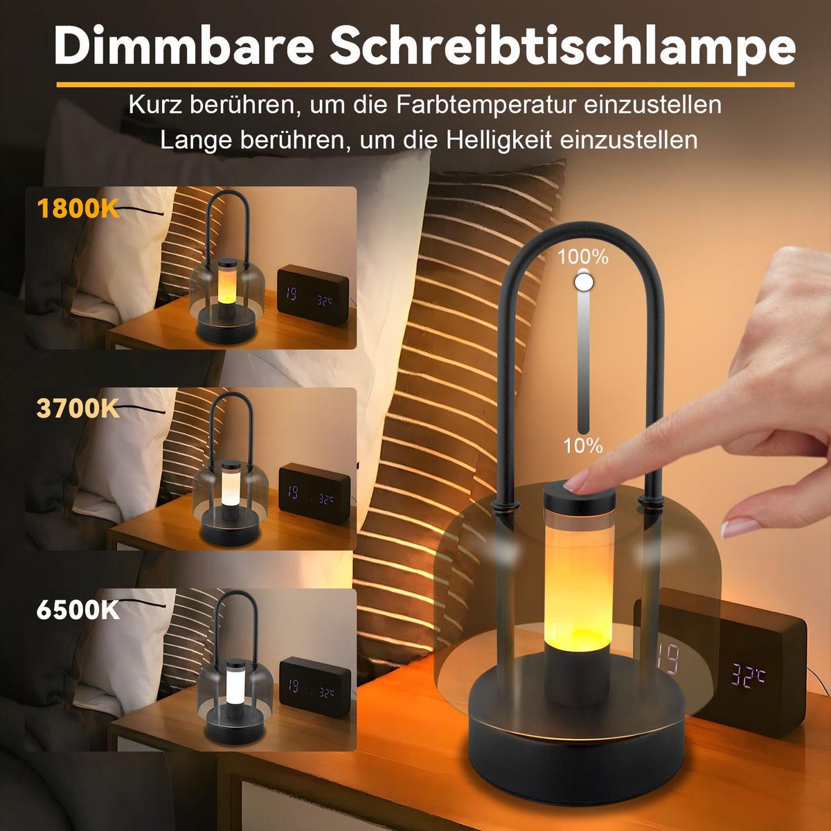 TISCHLAMPE Jannq 13/13/24.5 cm - Schwarz, Metall (24.5/13/13cm) - ZMH