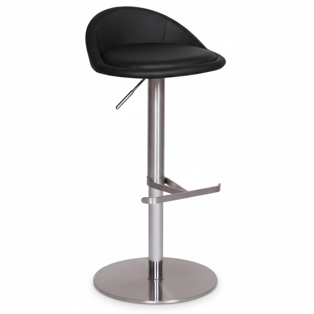 BARHOCKER Höhenverstellbar Edelstahl Halbrunde Rückenlehne DONAU, Schwarz 43x43x90 cm - Silberfarben/Schwarz, Kunststoff/Textil (43/90/43cm) - KADIMA DESIGN