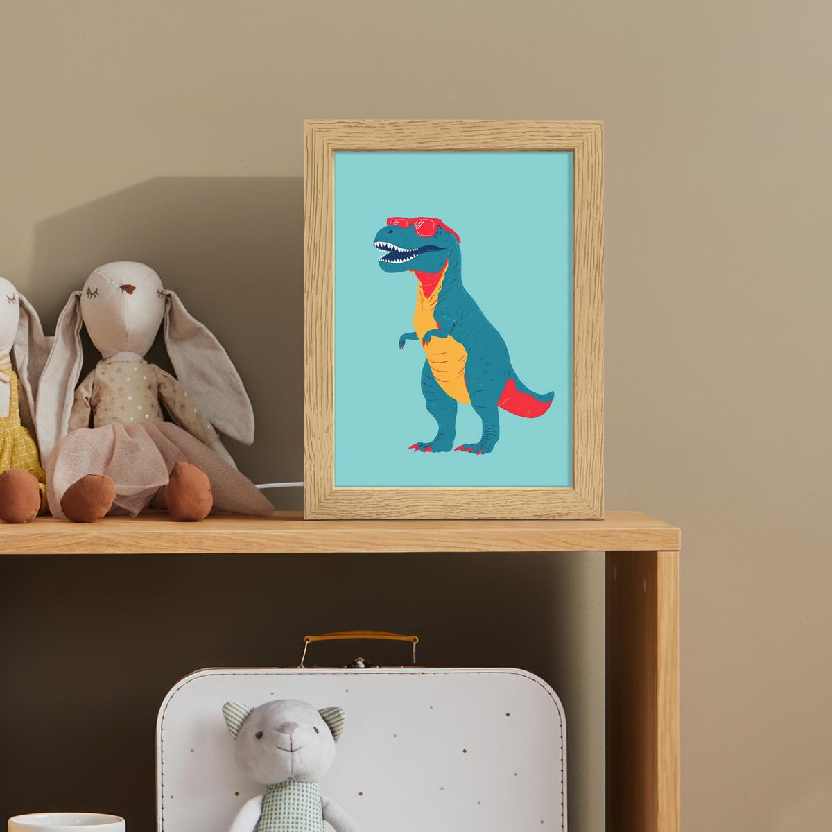 NACHTTISCHLAMPE Dinosaurier - Blau - Sonnenbrille 15x20 cm - Hellblau, Holzwerkstoff (8/15/20cm) - OnlyWow