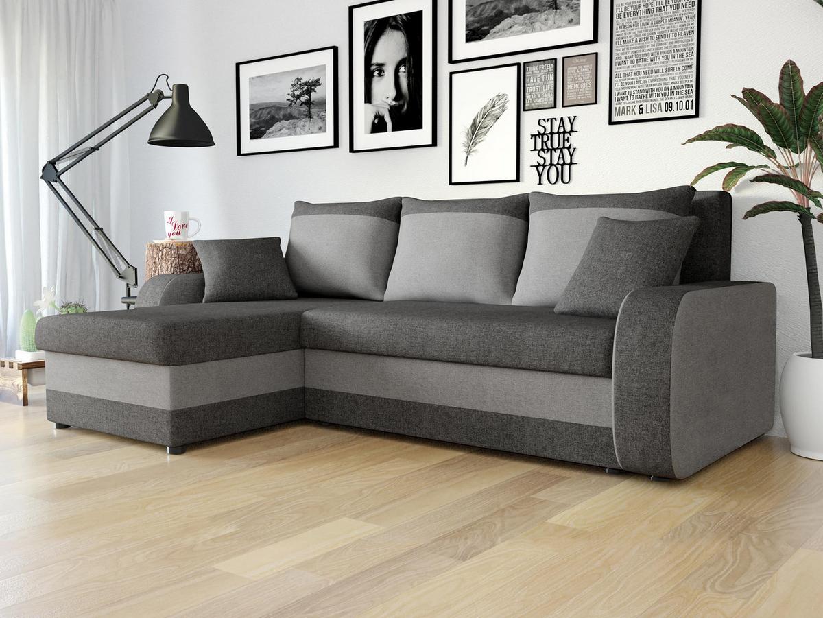 ECKSOFA Kris Lux - Graphitfarben/Schwarz, Holz/Kunststoff (238/147cm) - MIRJAN24