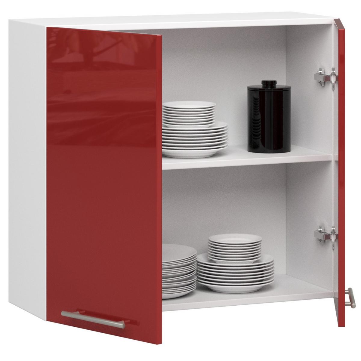 HÄNGESCHRANK Weiß, Rot Glanz 72/80/30 - Weiß, Holzwerkstoff (80/72/30cm) - RAUMHIRSCH FURNITURE