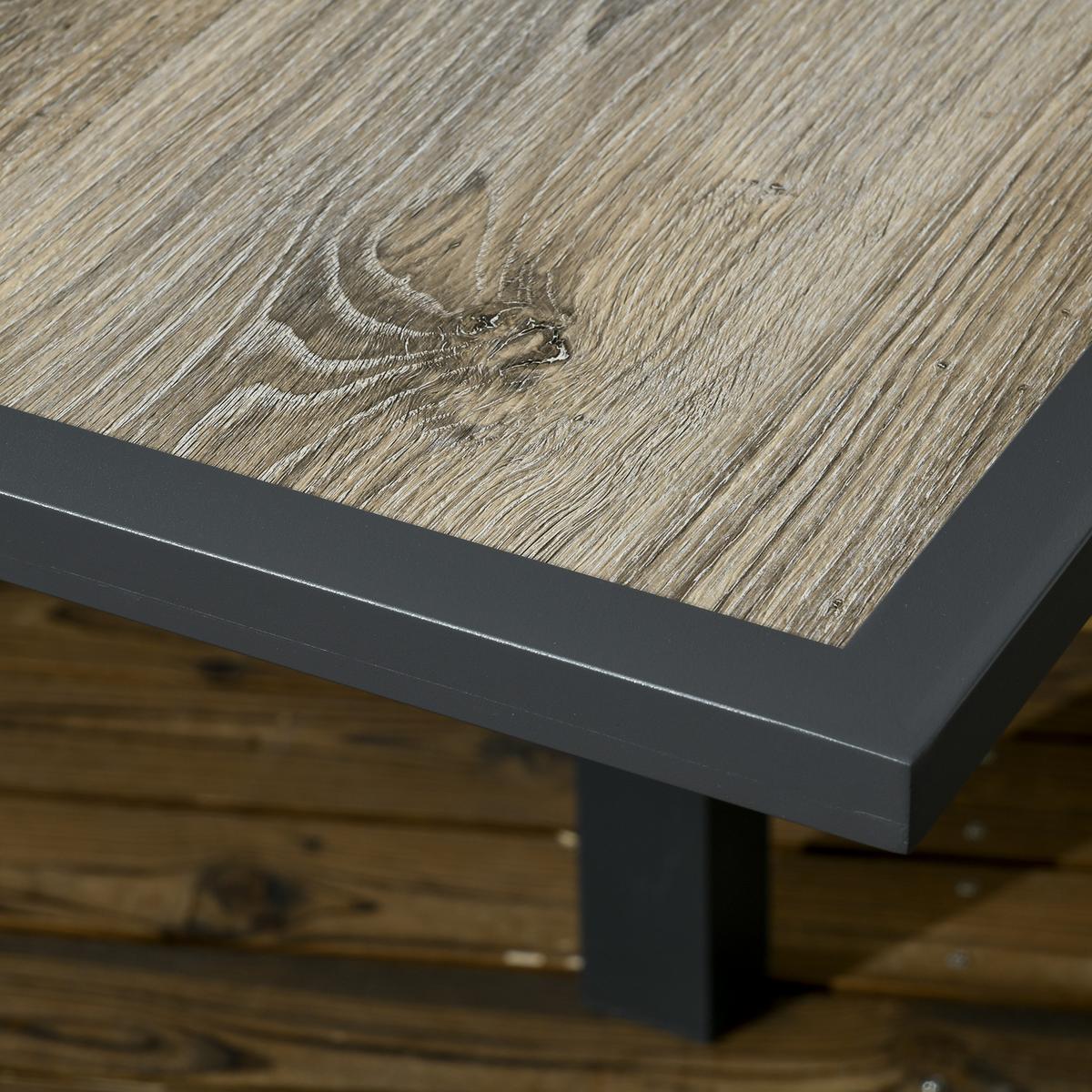 GARTENTISCH, Beige+Grau, Aluminium - Beige/Grau, Kunststoff/Metall (160/80/75cm) - Outsunny