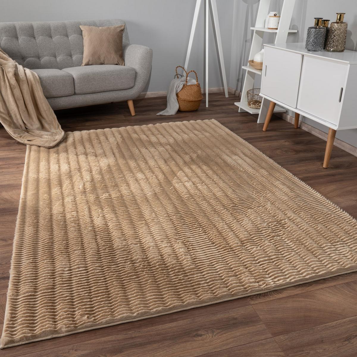 HOCHFLORTEPPICH, mit Struktur, Florhöhe 23 mm, Beige, 80 x 150 cm - Beige, Textil (150/80cm) - KADIMA DESIGN