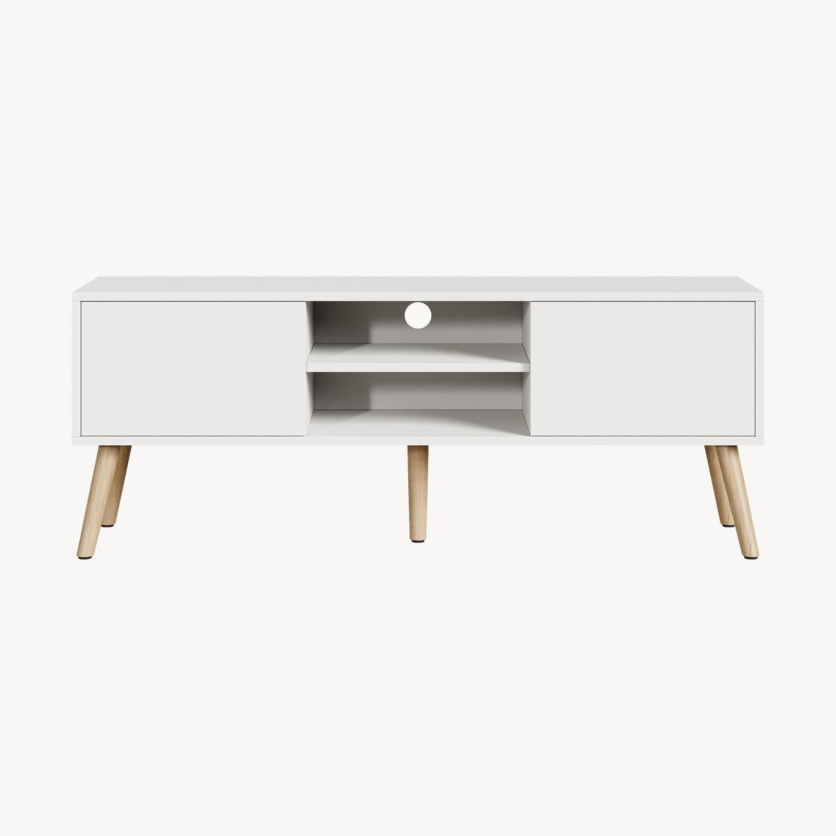 LOWBOARD Eskilstuna - Weiß, Holz/Holzwerkstoff (120/46.5/29.5cm) - [en.casa]