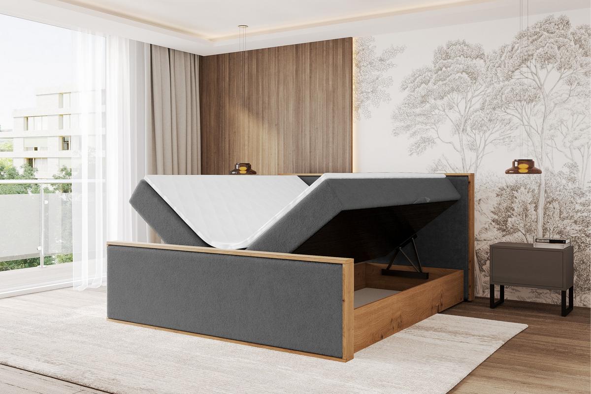 BOXBETT LOLLI9 -Z 120x200 - H3 Dunkelgrau - Graphitfarben, Holzwerkstoff (120/200cm) - ALTDECOR