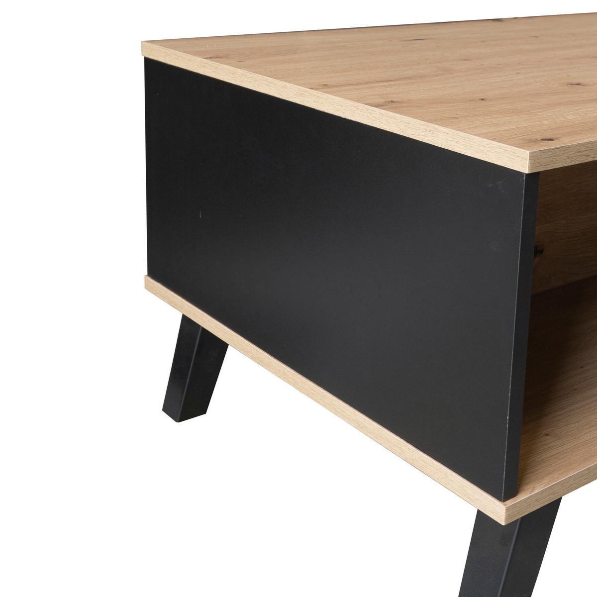 COUCHTISCH Holz- und Schwarzeffekt 100/60/43 cm - Weiß, Holzwerkstoff (100/60/43cm) - Urban Meuble