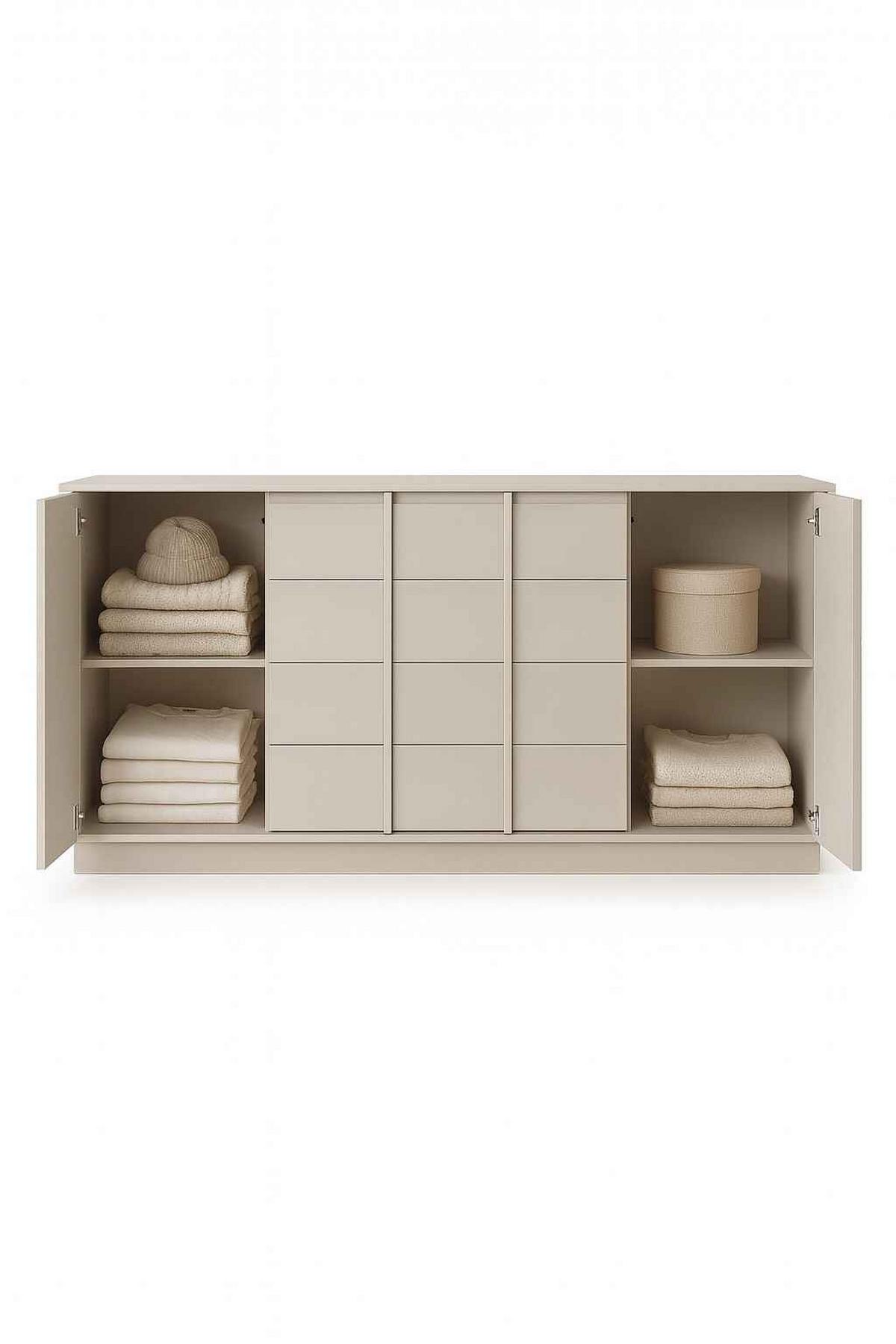 KOMMODE PIANO 160/97,5/41cm mit 4 Schubladen 2 Türen Kaschmir - Kaschmir, Holzwerkstoff (160/97.5/41cm) - MASSENO