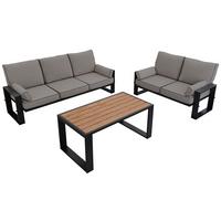 GARTENMÖBEL-SET ELBA: 1x Tisch, 2x Sofa - Grau - Grau, Textil - MKS