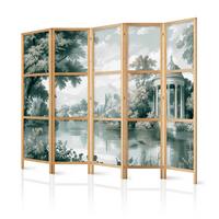 PARAVENT Japanischer 5-tlg 225x172 cm Gr ne Landschaft - Grau, Holz/Textil (225/172/3cm) - Muralo