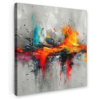 LEINWANDBILD Moderne Kunst - Orange - Grau - Abstrakt Deko Groß 90x90 cm - Hellgrau, Textil (90/90cm) - MuchoWow