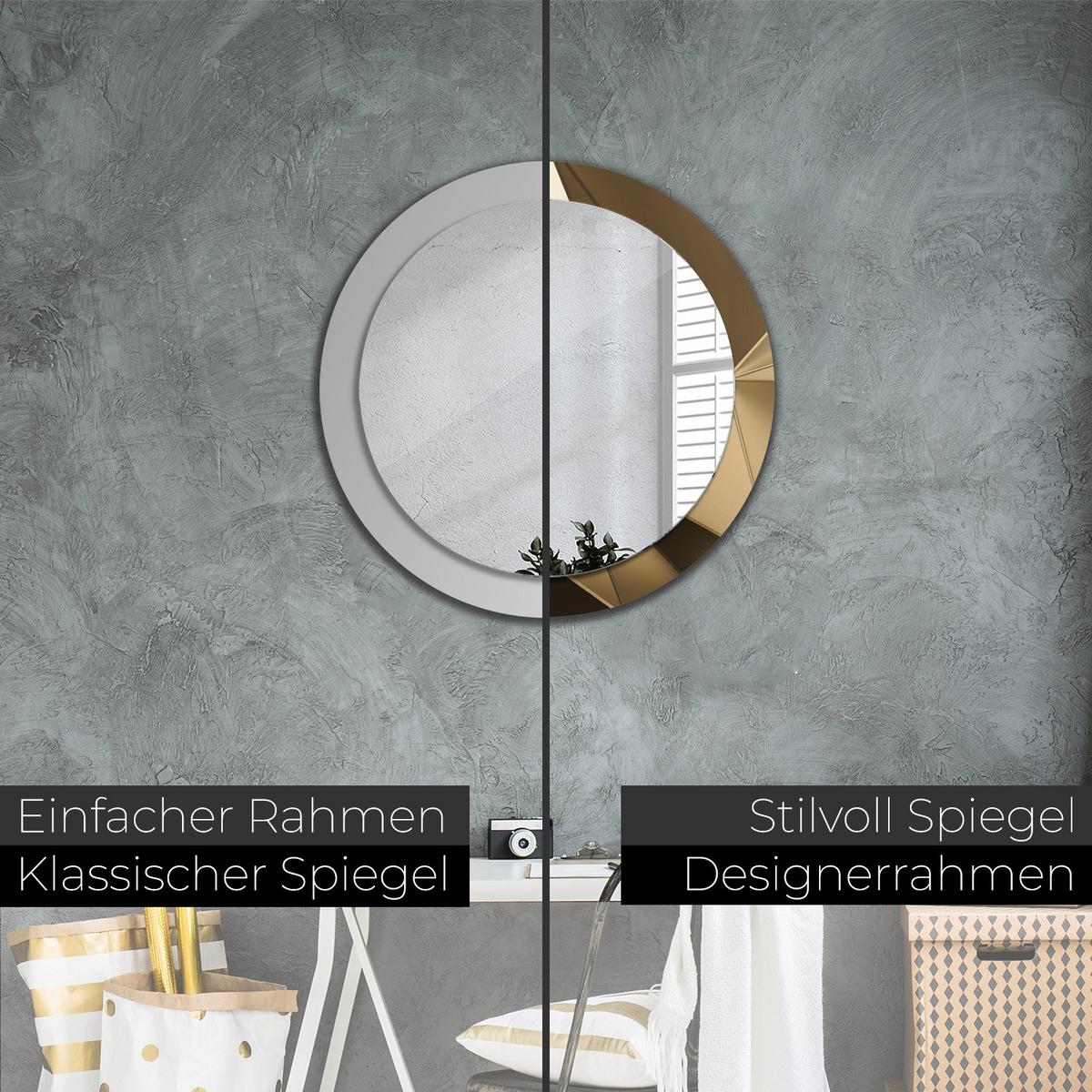 SPIEGEL Ø80 cm Rund mit Aufdruck - Hellbraun, Glas (80/80/0.4cm) - TULUP