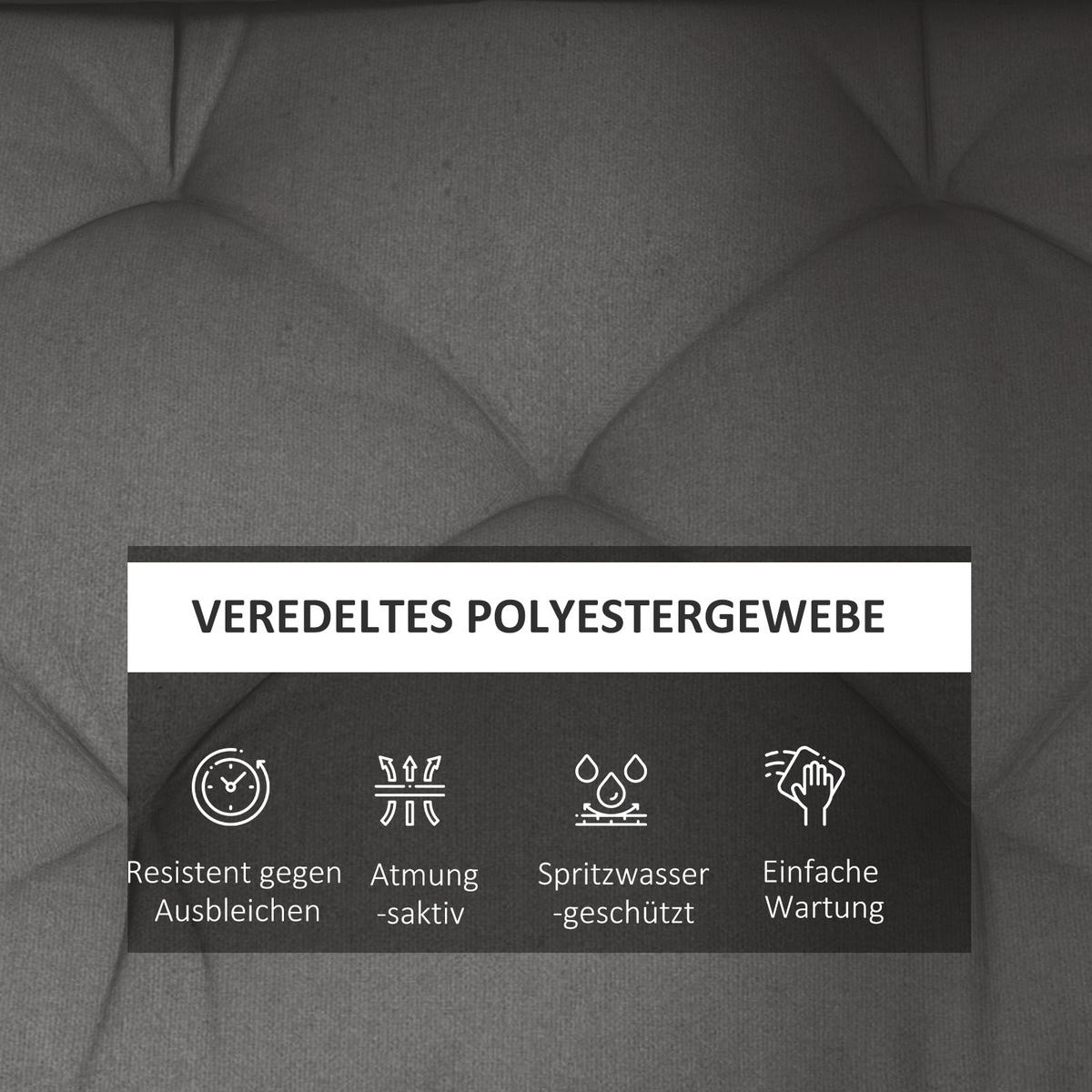 SITZKISSEN, Polyester, Dunkelgrau - Dunkelgrau, Kunststoff (80/12/120cm) - Outsunny
