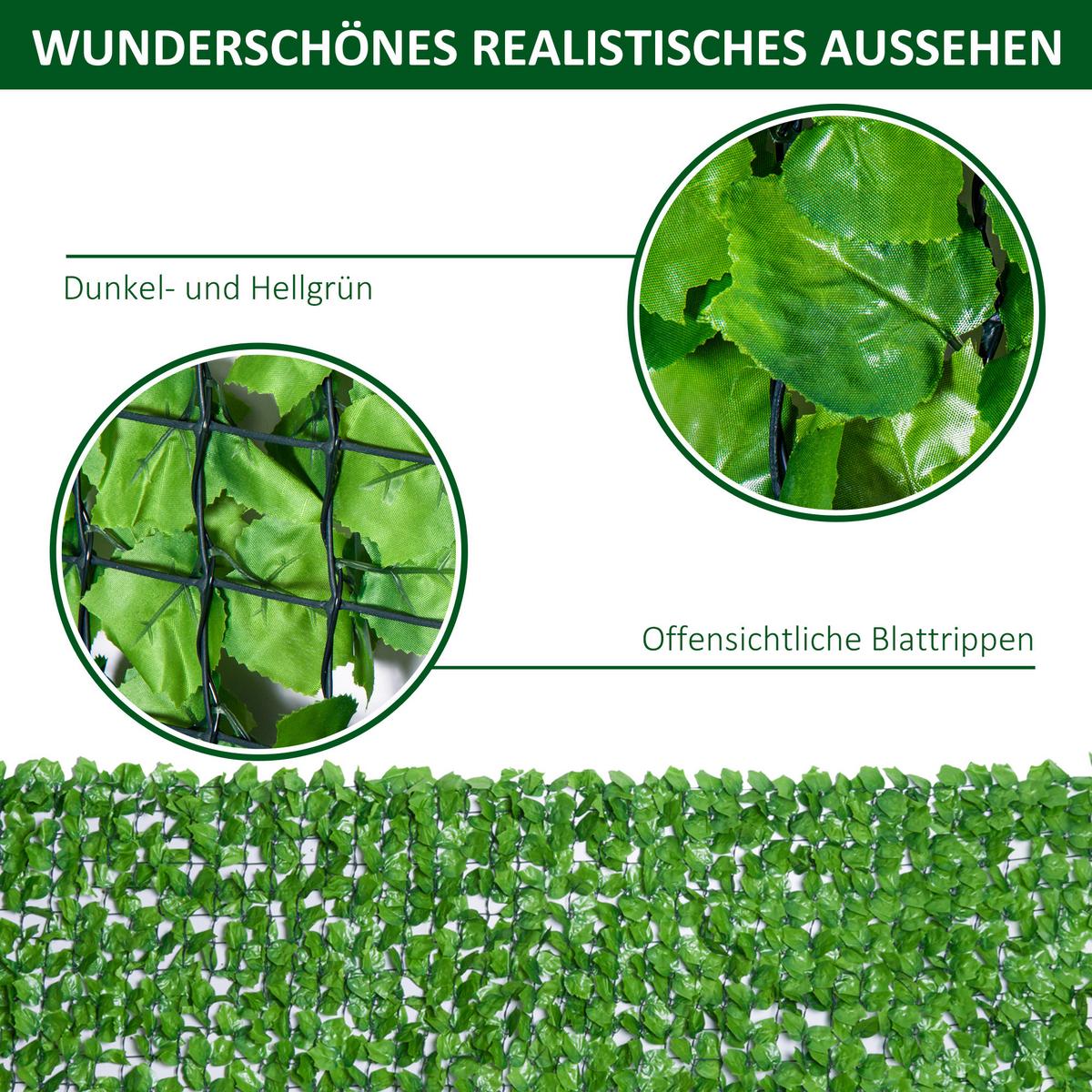 KÜNSTLICHE Hecke Sichtschutzhecke Terrasse Wanddekoration Wanddekoration - Grün, Kunststoff (150/150cm) - Outsunny
