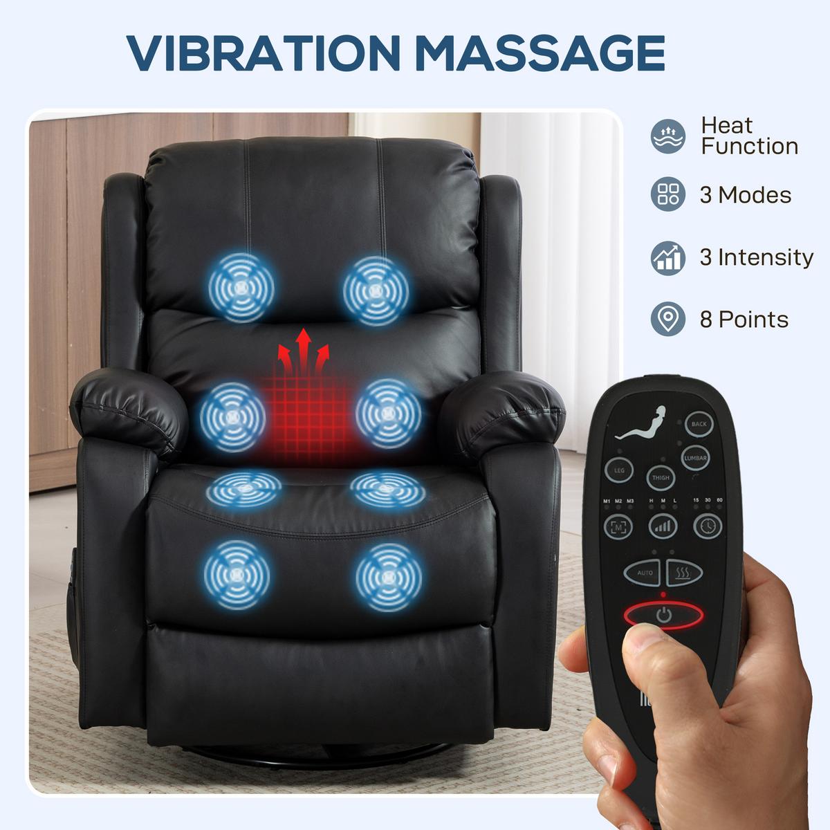 MASSAGESESSEL Kunstleder Schwarz - Schwarz, Leder/Metall (85/100/97cm) - HOMCOM