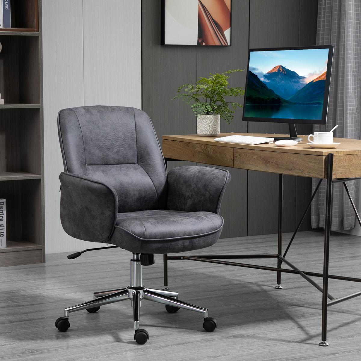 BÜROSTUHL Schreibtischstuhl drehbar verstellbar Mikrofaser Schaumstoff Grau - Dunkelgrau, Kunststoff (70/106/65cm) - Vinsetto