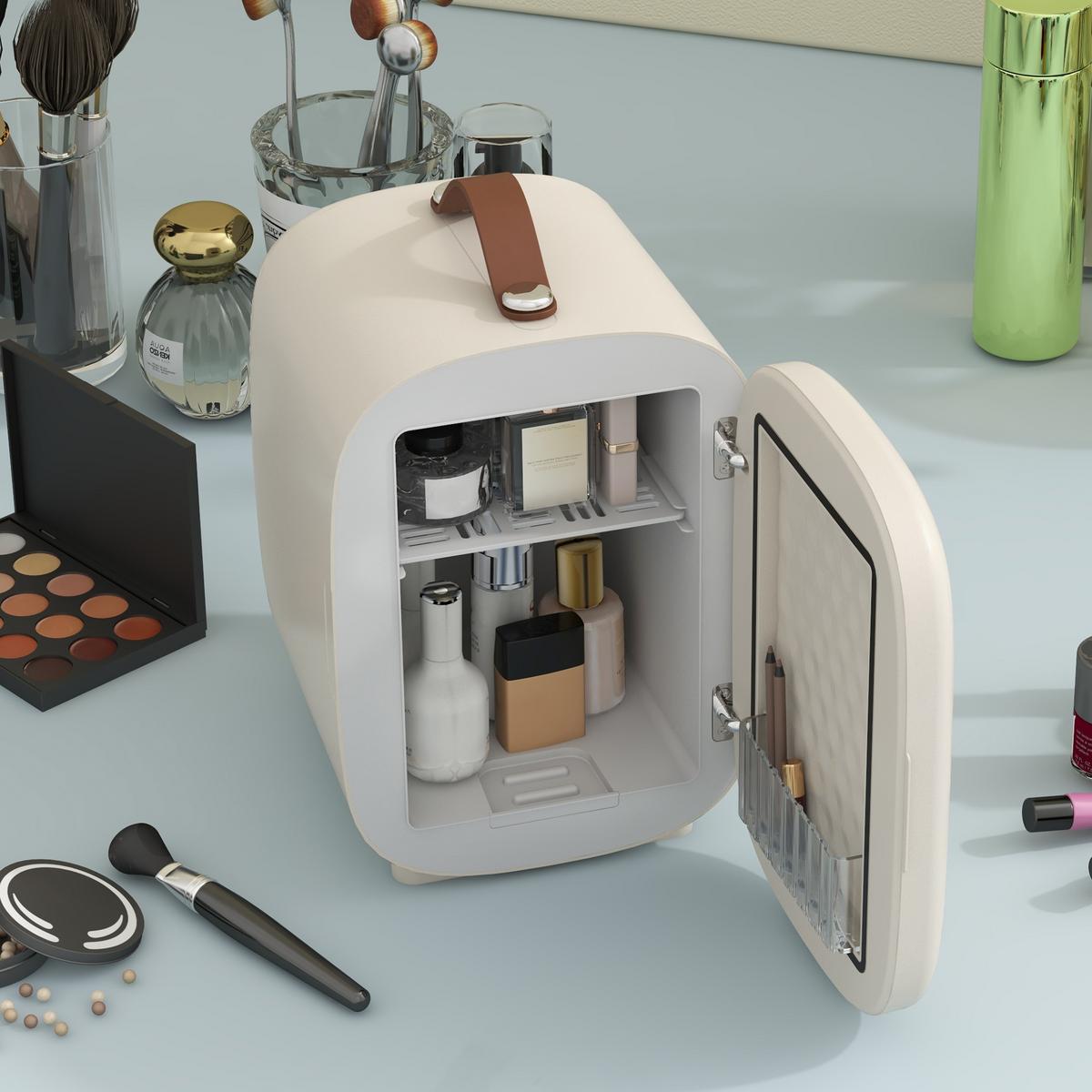 MINI-KÜHLSCHRANK ABS Aluminium Cremeweiß - Creme, Kunststoff (26.3/28/20.3cm) - HOMCOM
