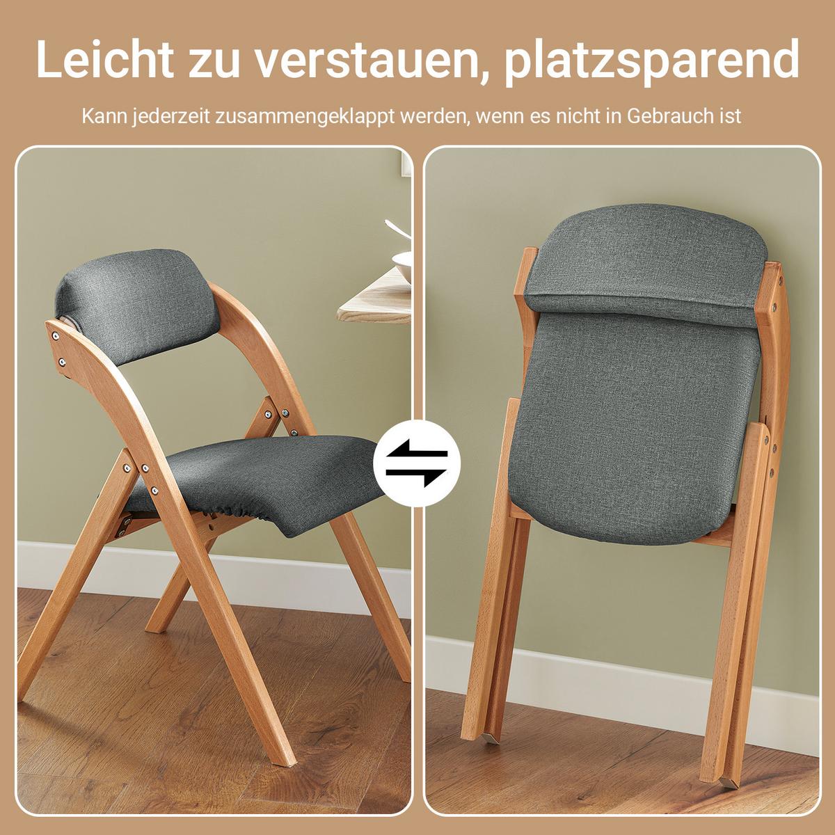 KLAPPSTÜHLEN 2 er set, Dunkelgrau - Dunkelgrau, Holz (47.5/77/59cm) - SoBuy