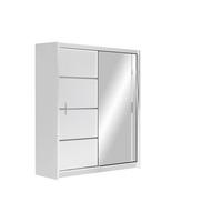 SCHWEBETÜRENSCHRANK NASUS 203/215/61 cm 2-türig mit Spiegel Weiß - Weiß, Holzwerkstoff (203/215/61cm) - MASSENO