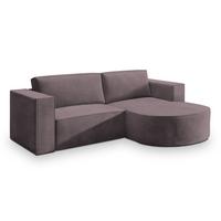 ECKSOFA SORELA M R-S Lila Velours-Stoff mit Schlaffunktion - Lila, Holz (263/174cm) - MASSENO