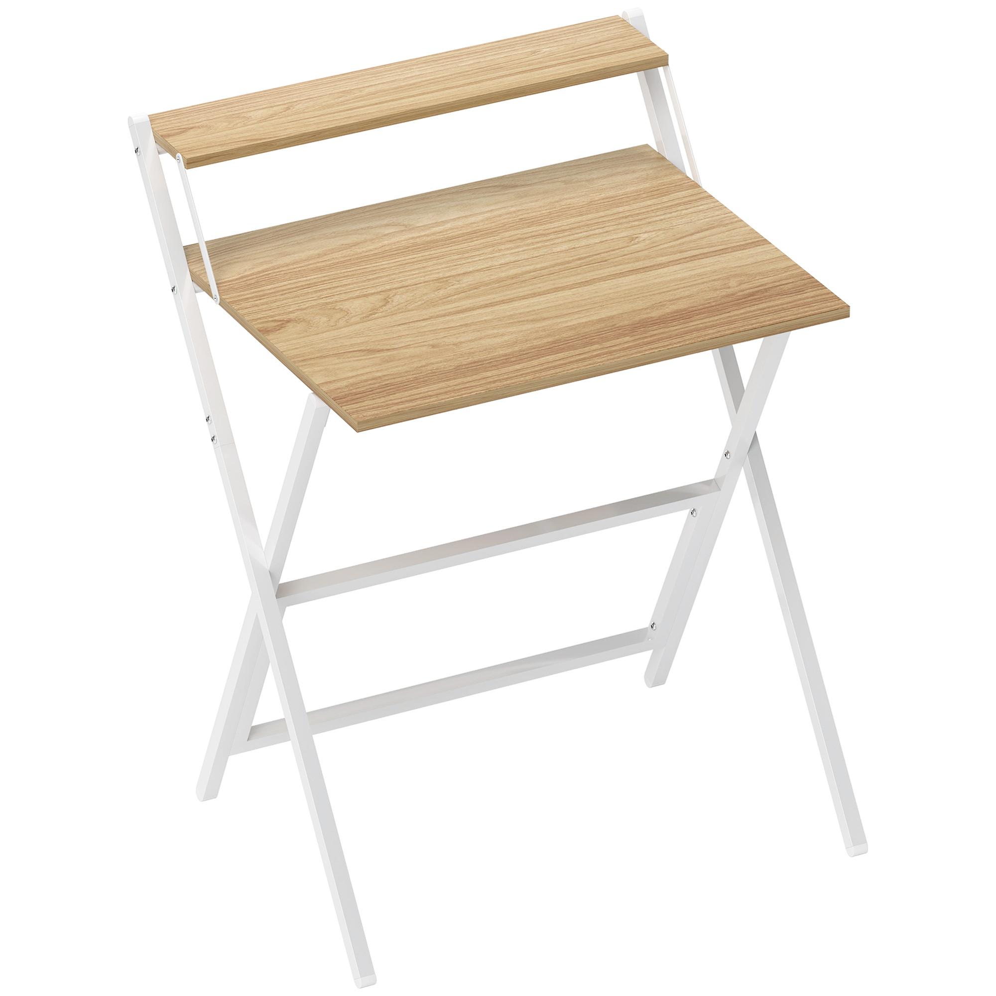 SCHREIBTISCH Stahl MDF Naturholz - Naturfarben/Weiß, Holzwerkstoff (62/70/86.5cm) - HOMCOM