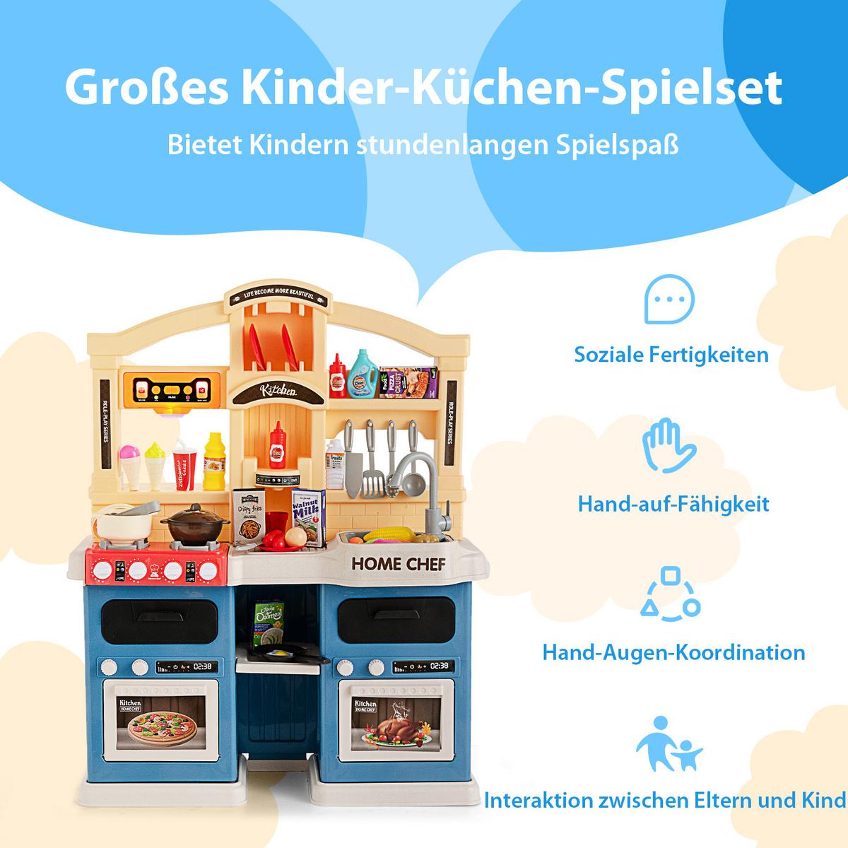 SPIELKÜCHENSET Blau - Blau, Kunststoff (66/83/23cm) - COSTWAY