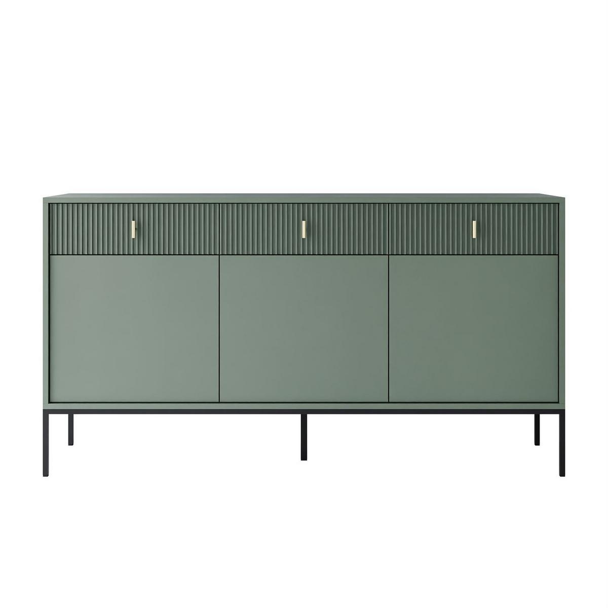 SIDEBOARD MIDNIGHT 3D3S mit drei Schubladen auf Gestell grün - Schwarz/Grün, Holzwerkstoff (154.5/82.5/39cm) - Lookway