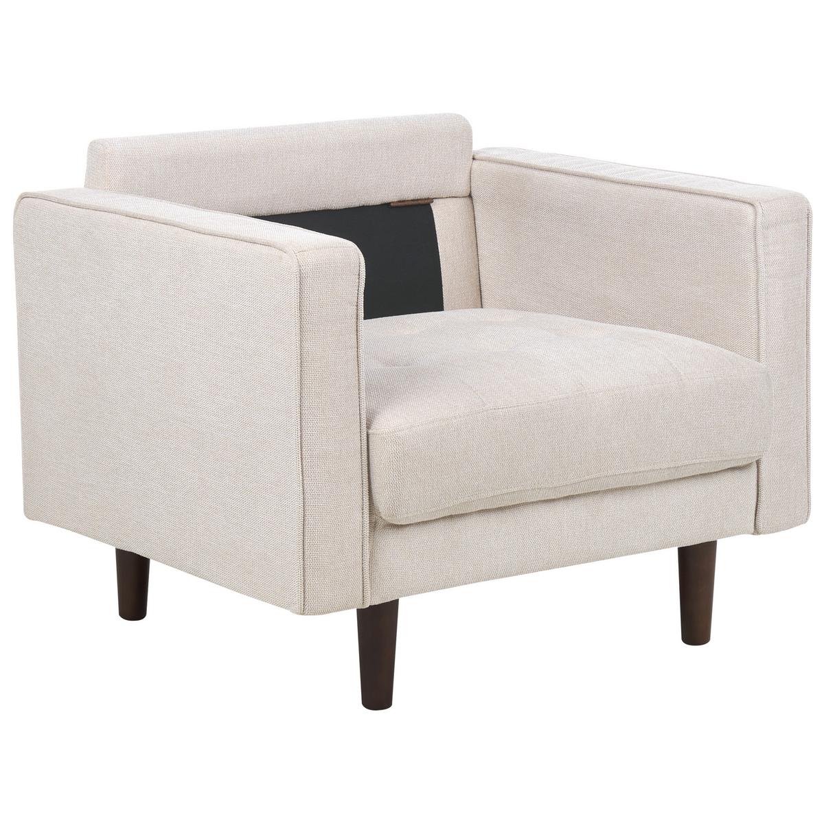 2-SITZER-SOFA Set mit Sessel hellbeige Nurmo - Dunkelbraun/Beige, Textil (74/78/140cm) - Beliani
