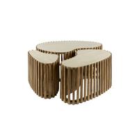 COUCHTISCH LIMAY 3ER SET Weiß Keramik - Weiß/Braun, Mangoholz/Keramik (52/90/40cm) - KAWOLA