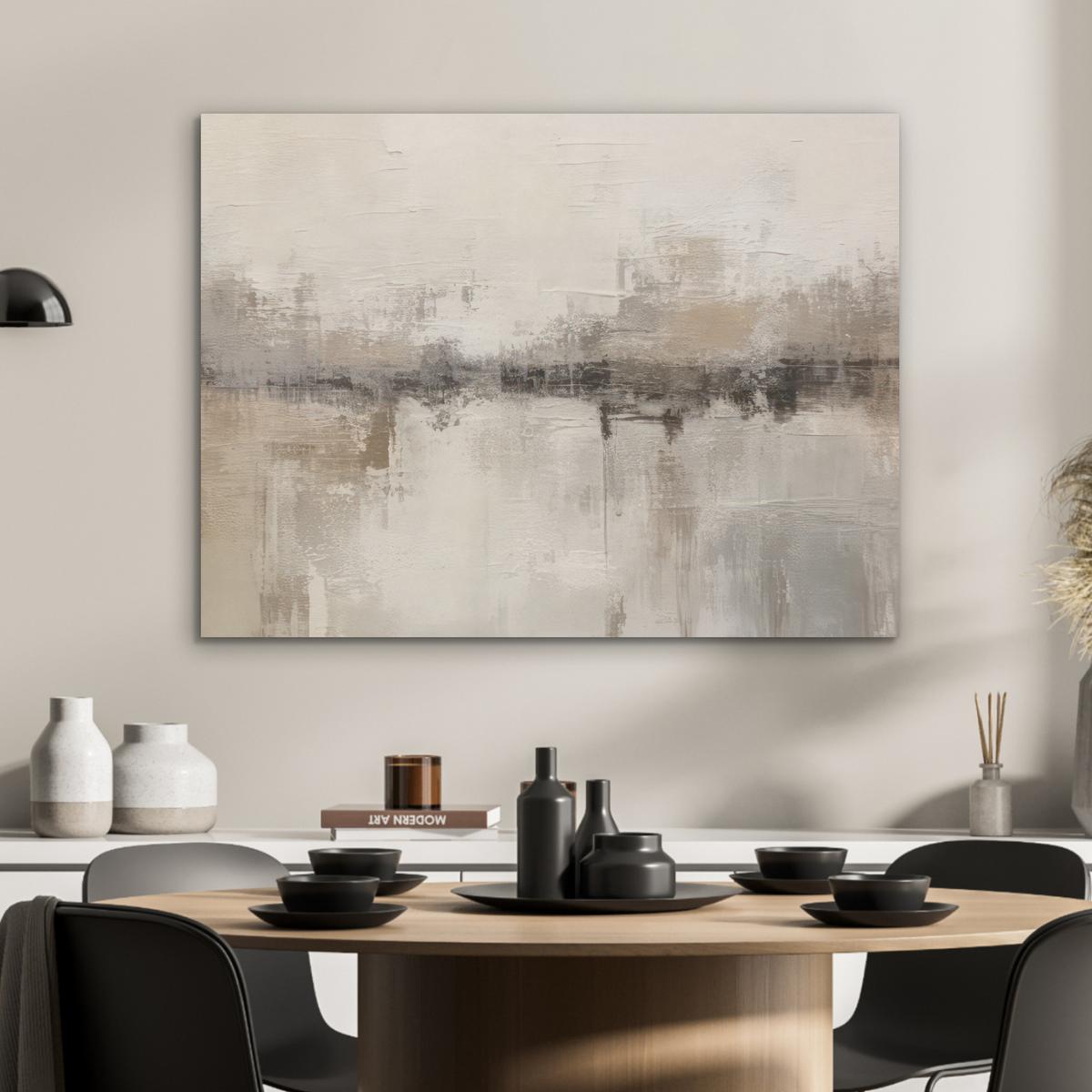 AKUSTIKBILD Moderne Kunst - Abstrakt - Beige Gemälde 80x60 cm - Beige, Kunststoff (80/60/0.9cm) - MuchoWow