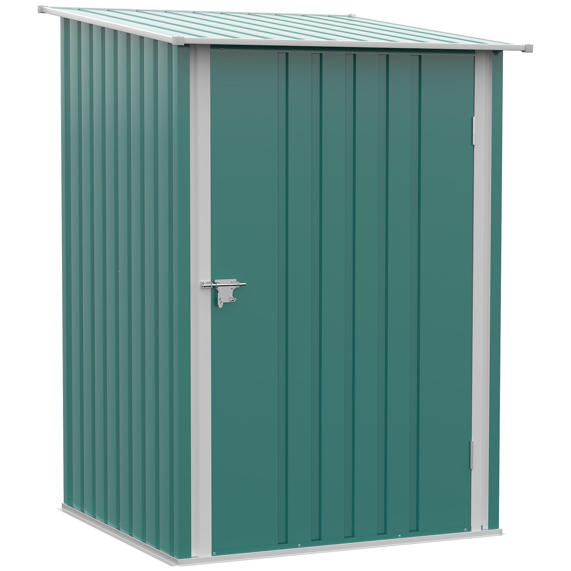 GERÄTEHAUS mit Pultdach Abschließbare Tür 100x103x160 cm Grün - Grün, Metall (103/160/100cm) - Outsunny