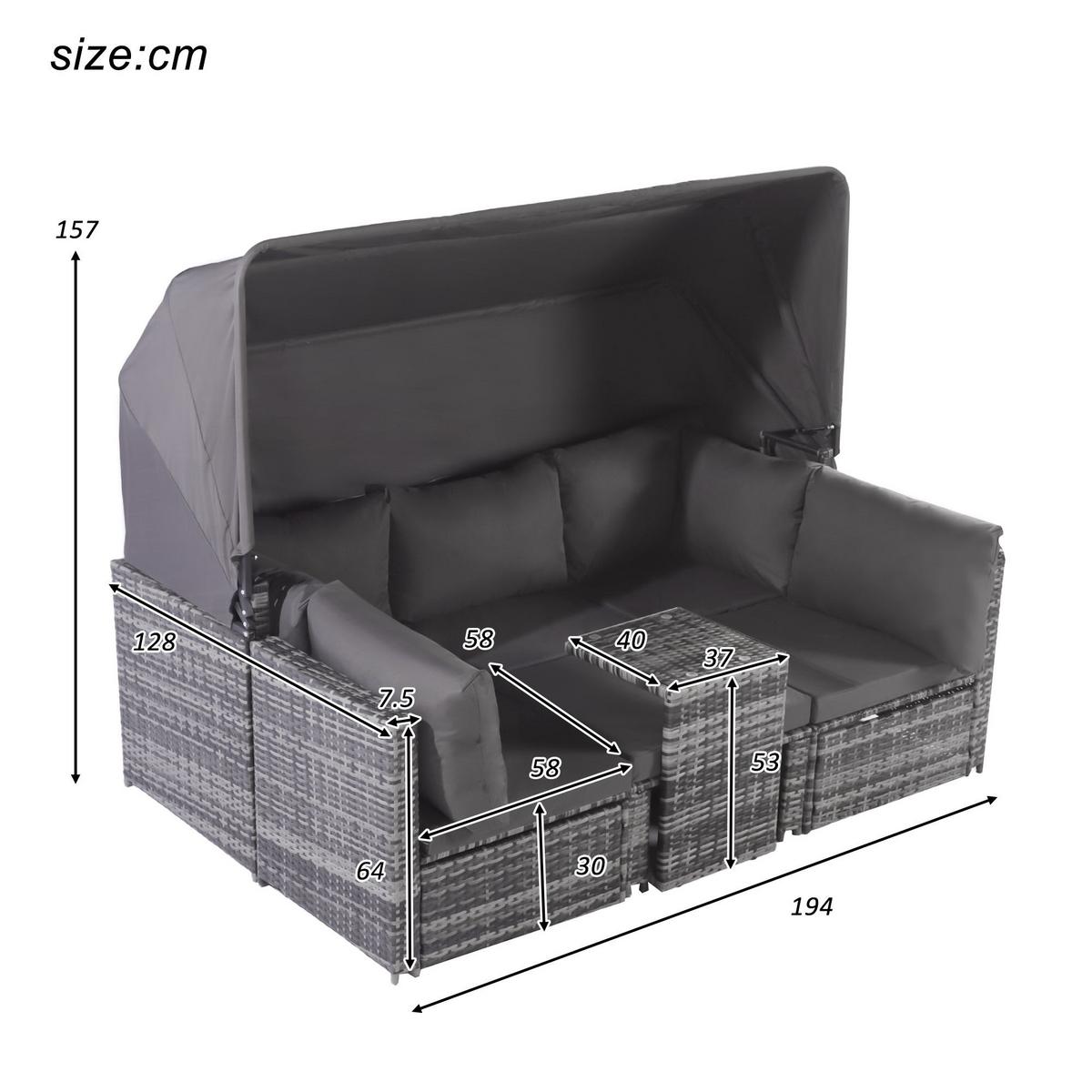 LOUNGEGARNITUR wetterfest - grau - Grau, Metall - Urban Meuble