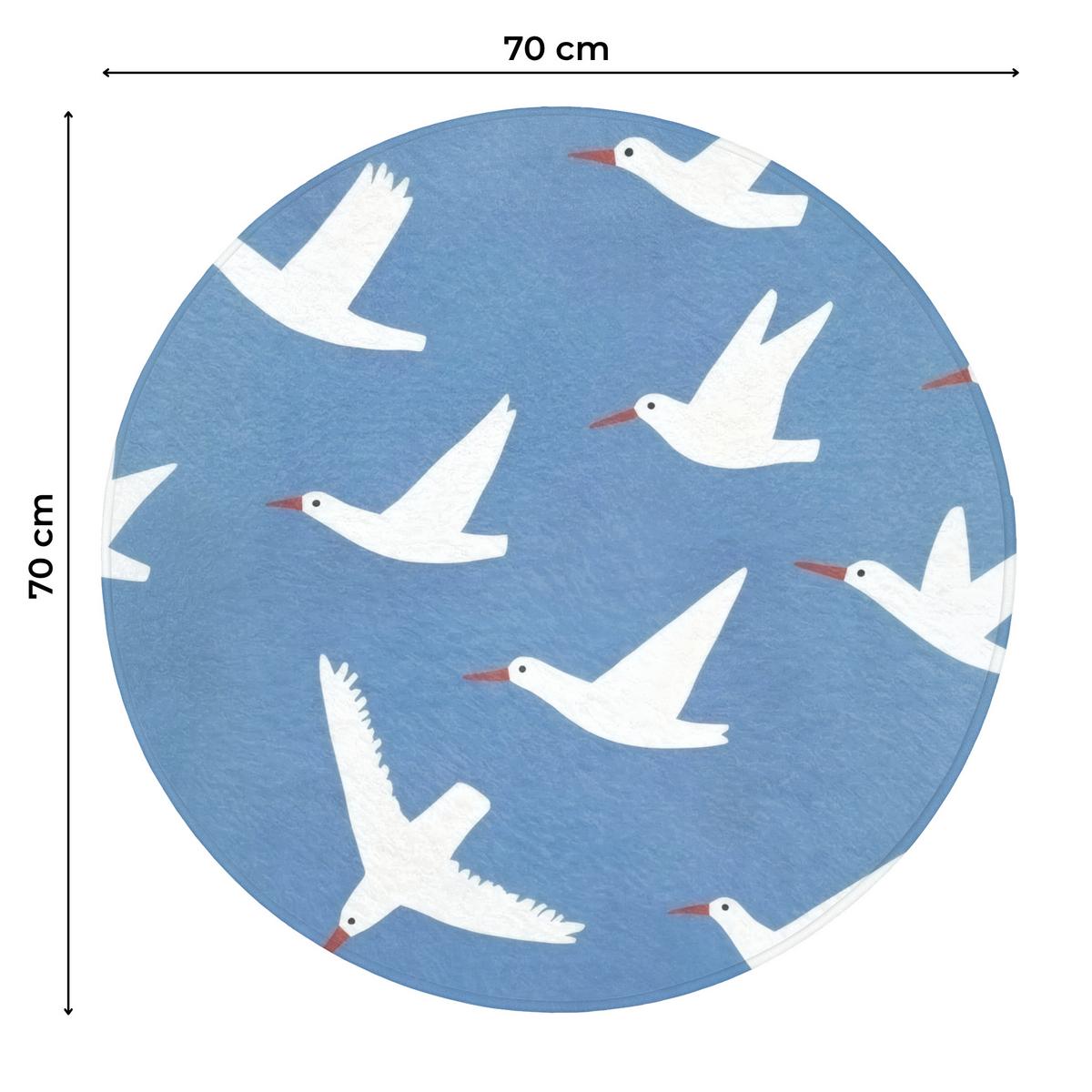 WC-VORLEGER Vögel - Weiß - Muster Toilettenteppich 70x70 cm - Blau, Textil (70/1cm) - OnlyWow
