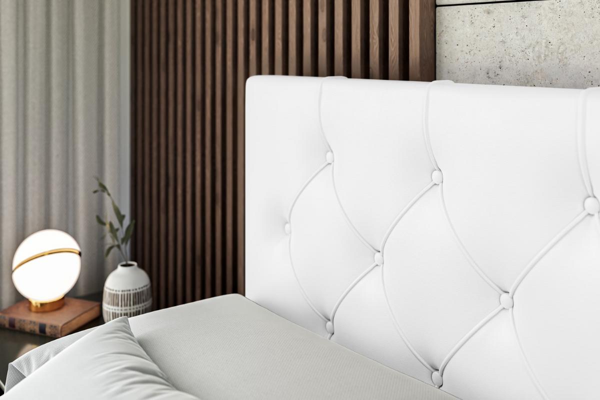 BOXBETT mit Matratze H3 und Lattenrost - MIRAGE - 140x200 Weiß Hochglanz - Weiß Hochglanz, Holzwerkstoff (140/200cm) - ALTDECOR